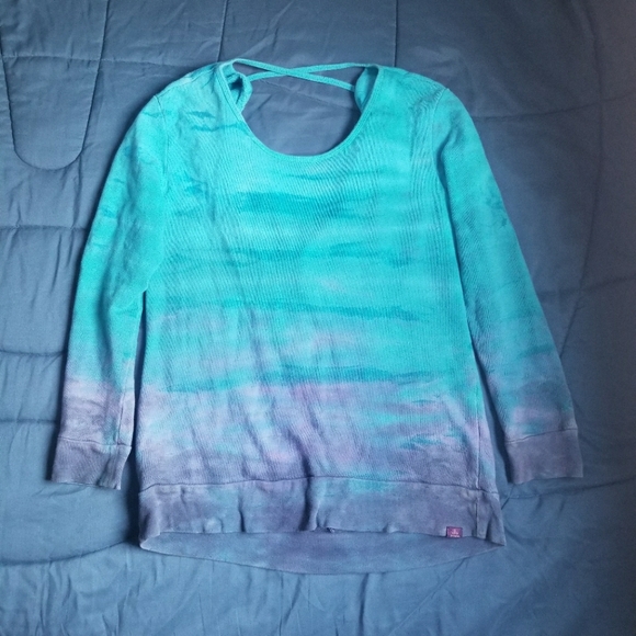 Venus Back Swoop Ombre Tie Dye Blue Purple Sweatshirt - Picture 2 of 2